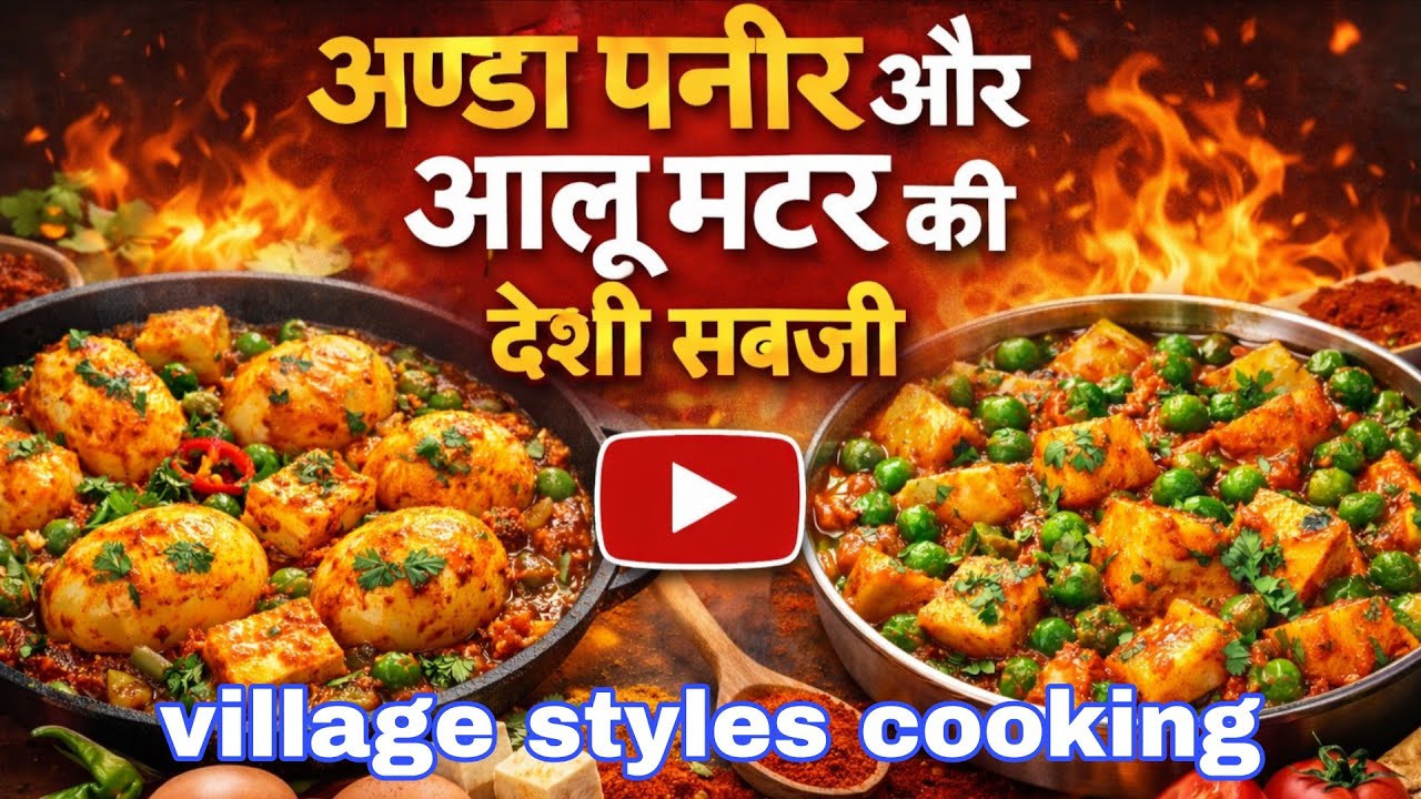 Eggs paneer aloo matar mixture recipes , देशी गाँव वाला पकाने का तरीका #cooking @hkpdesicookingvlogs
