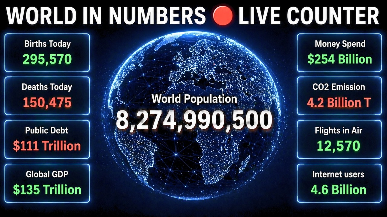LIVE World Population Counter 2026 | Real-Time Births, Deaths, GDP, Debt 24/7