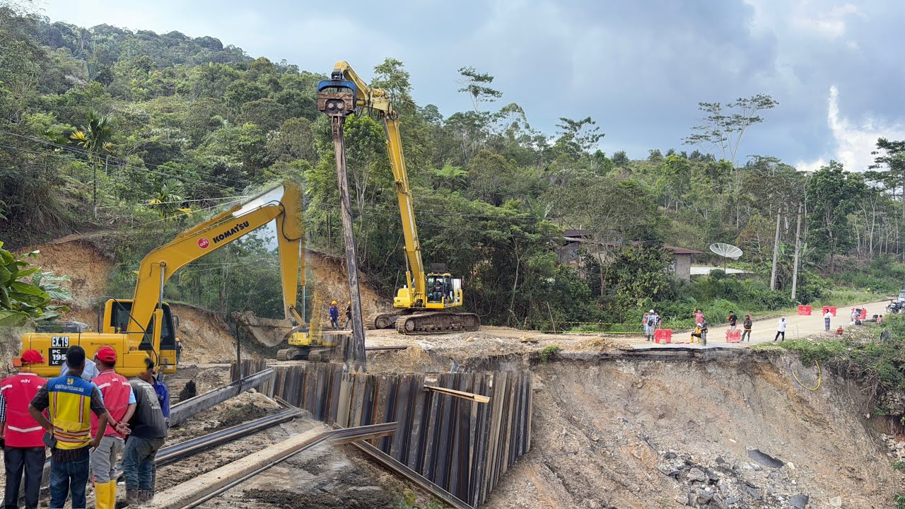 TIBA-TIBA DIHENTIKAN‼️PEMANCANGAN SHEETPILE PETANG INI BERJALAN  MUDAH & HAMPIR SELESAI !!