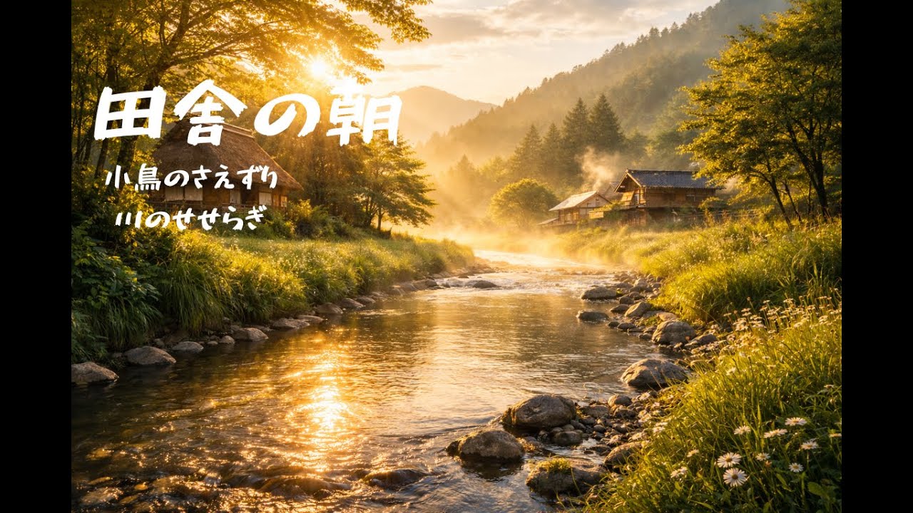 【リラックスBGM】田舎の朝,小鳥のさえずりと川の音/Japanese Countryside Morning Ambience | Birds & River Sounds |