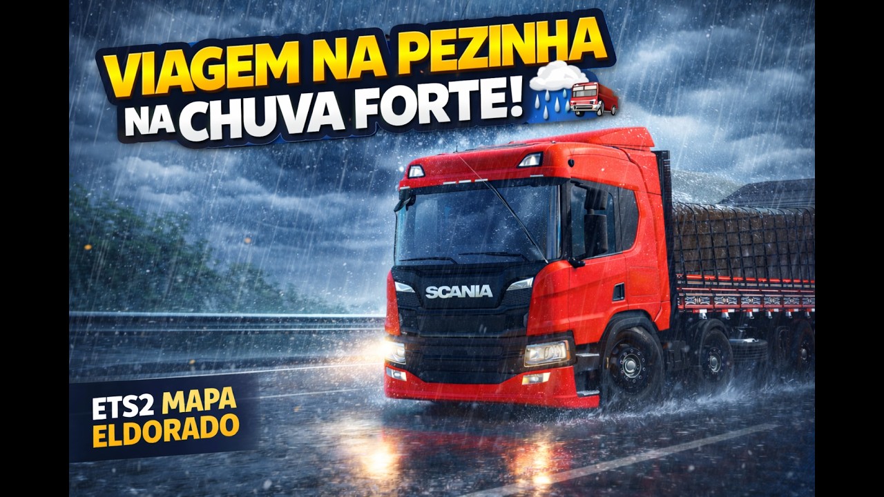 🔥 VIAGEM NA PEZINHA NA CHUVA FORTE! 🌧️🚛 | ETS2 MAPA ELDORADO #ets2 #eldoradomap #ets2brasil
