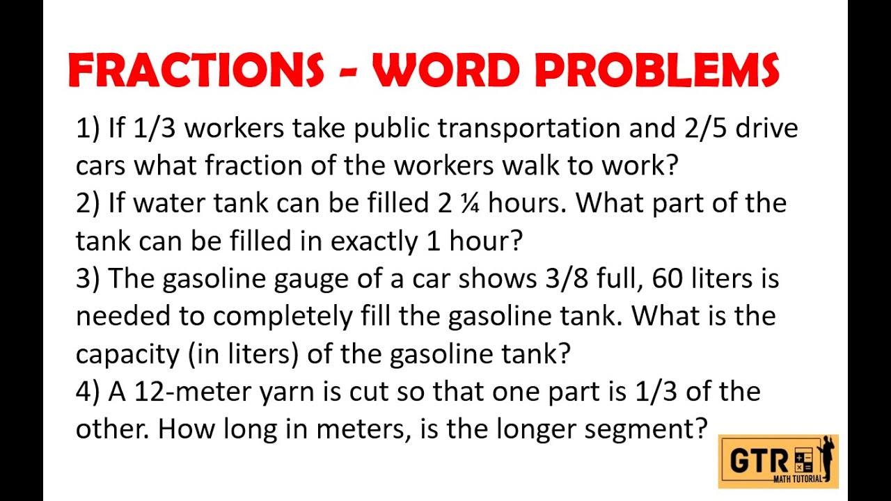 FRACTIONS - WORD PROBLEMS