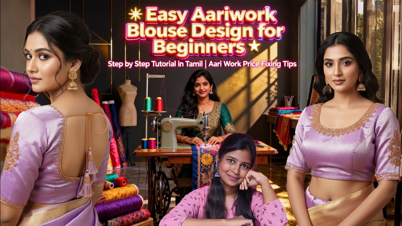 ✨Easy Aariwork Blouse Design for Beginners✨ | Step by Step Tutorial in Tamil | Price Fixing Tips