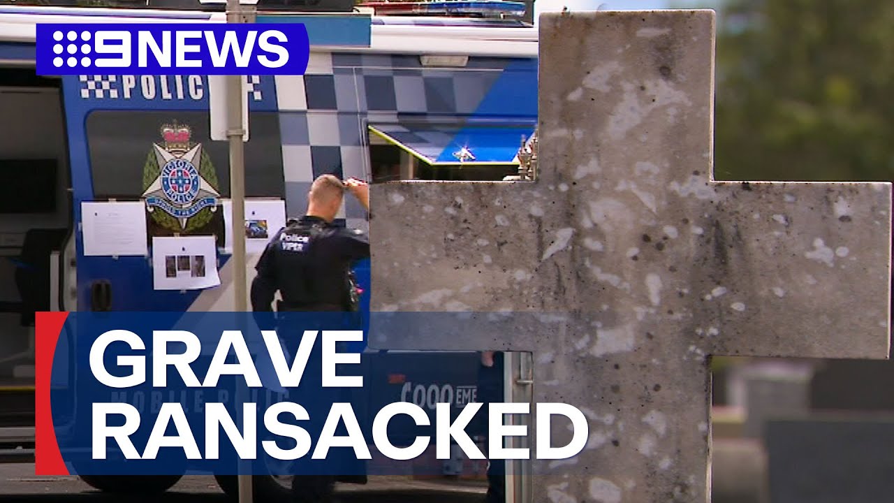 Two men accused of ransacking grave of underworld figure’s sister | 9 News Australia