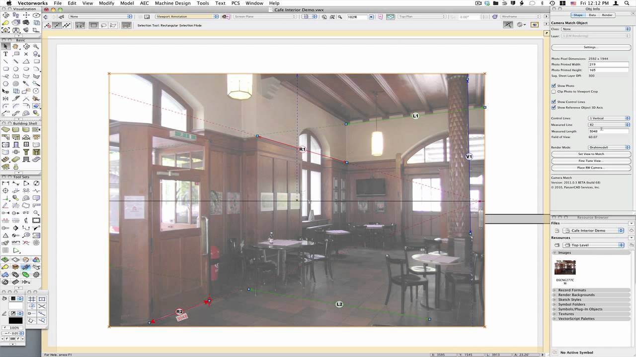 CameraMatch for Vectorworks - Cafe Interior Partition Demo