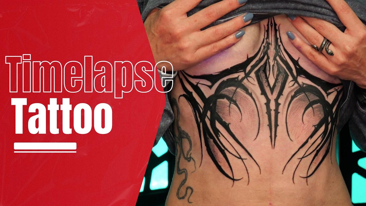 Tattoo time lapse, sternum piece
