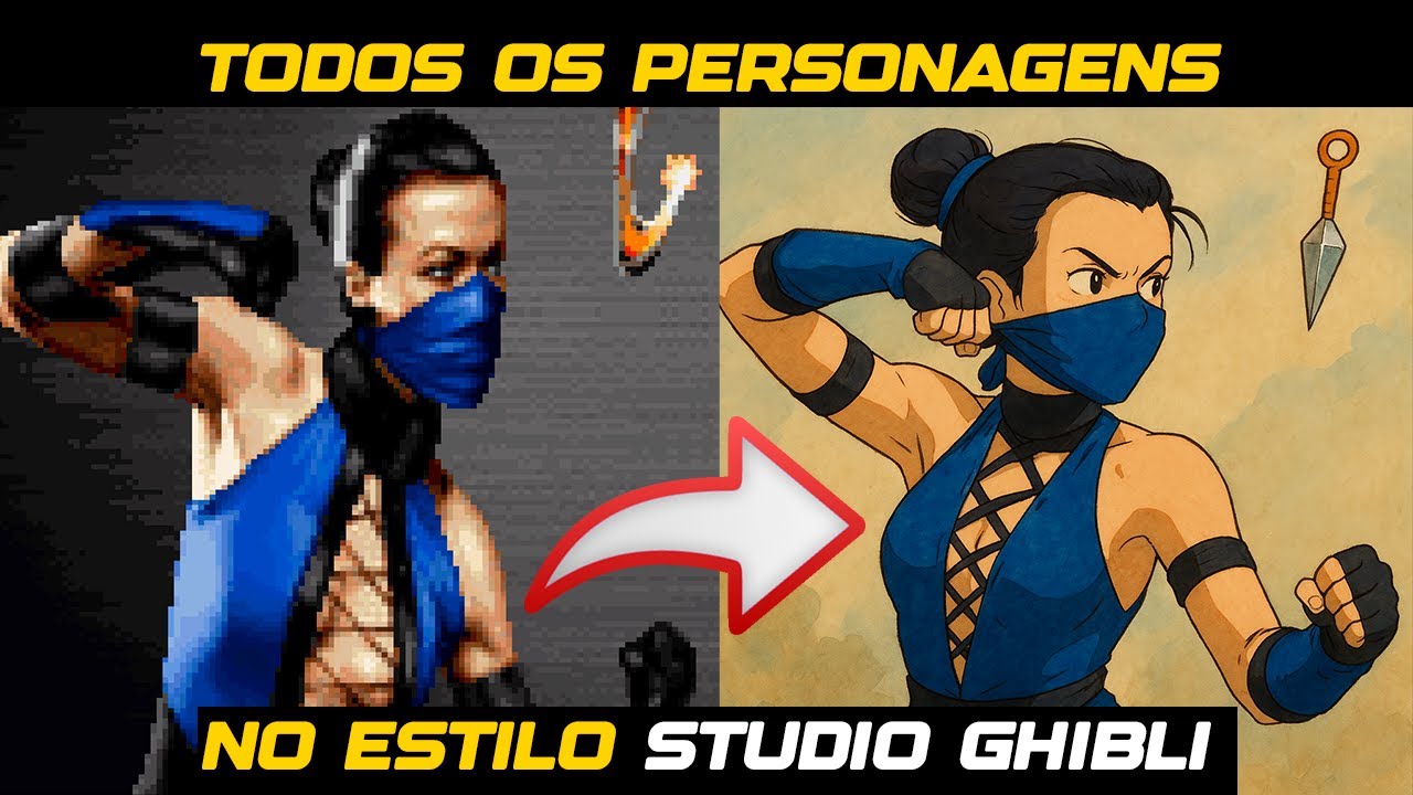 Transformei todos os personagens de Mortal Kombat 3 no Estilo do Studio Chibli
