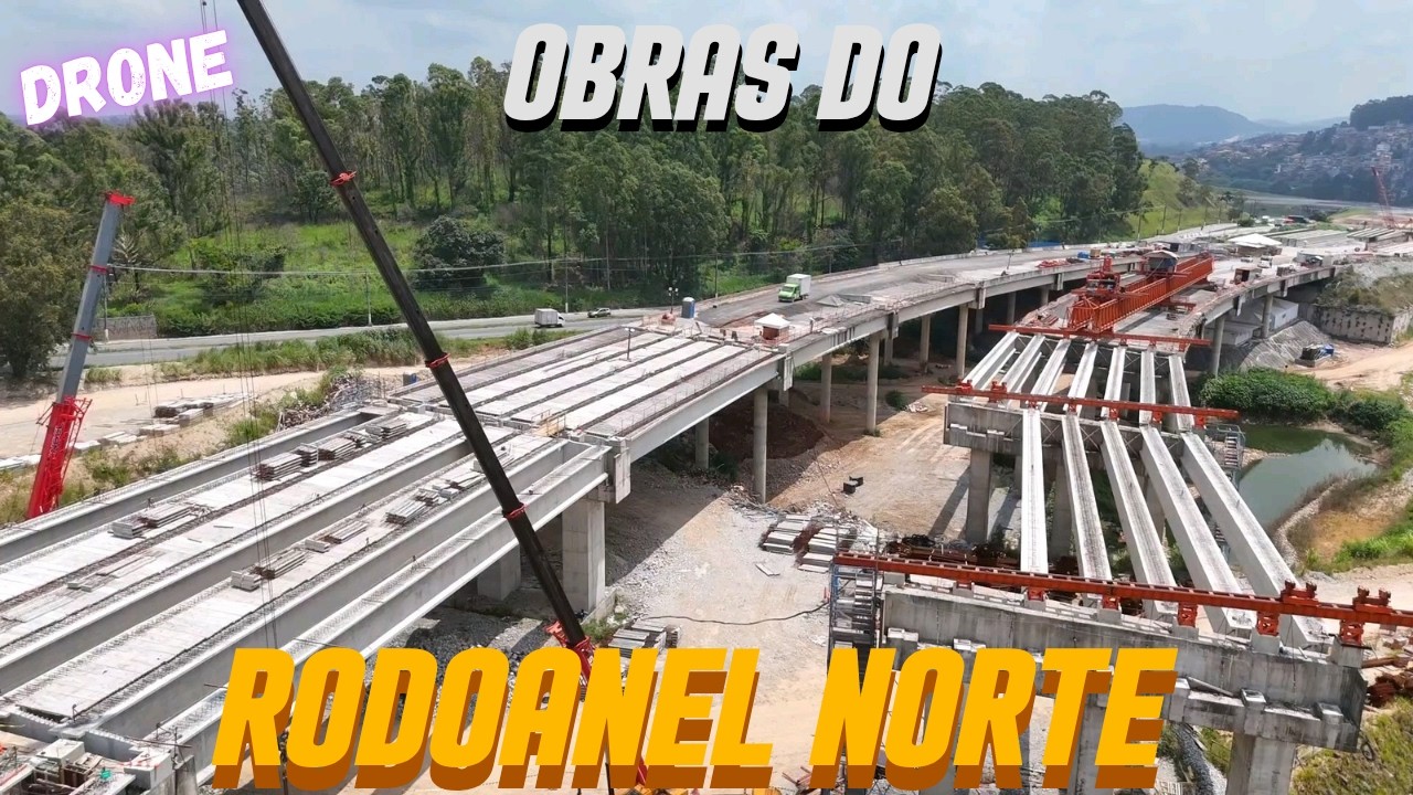 Drone mostra o progresso nas obras do Rodoanel Norte - Trecho em Perus - São Paulo