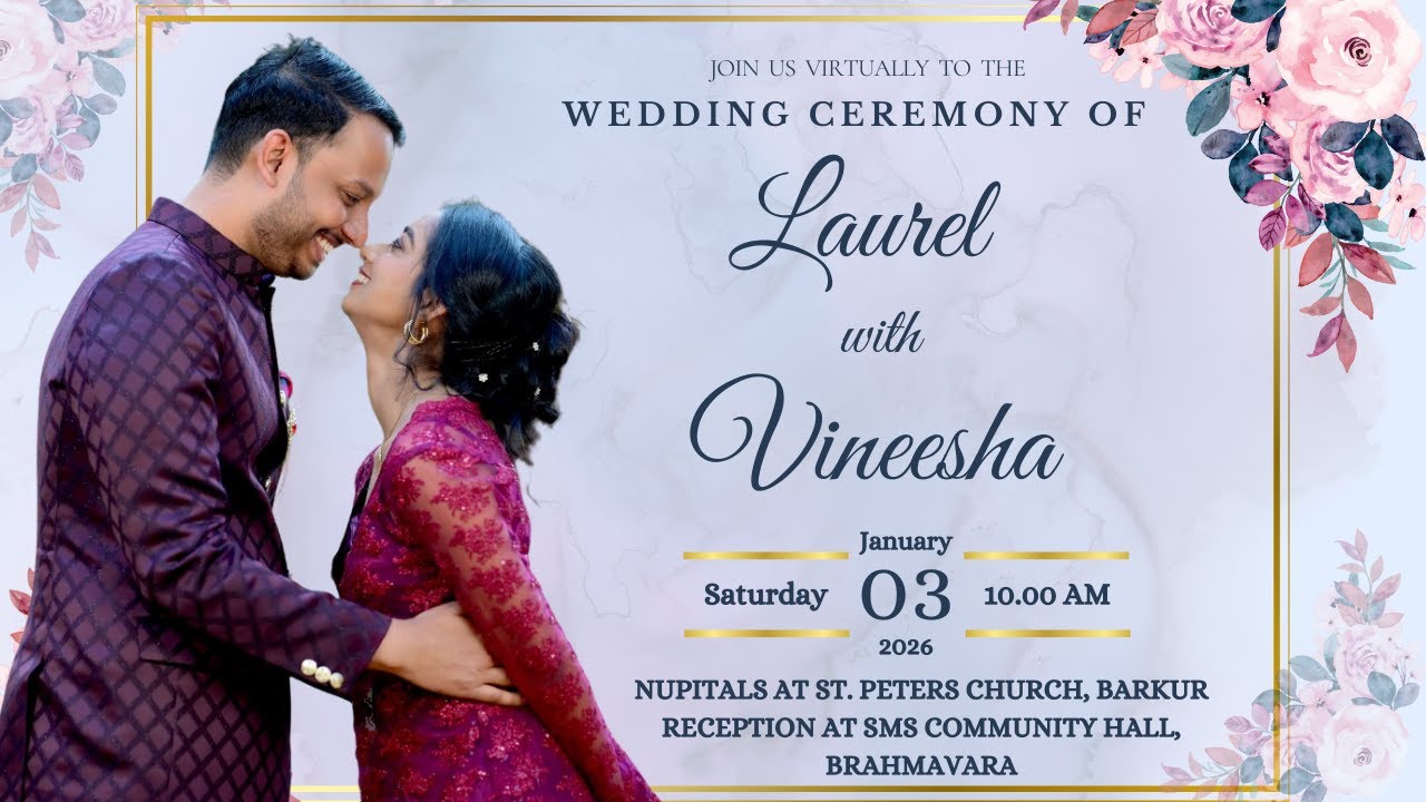 Wedding Ceremony of Laurel with Vineesha | 03.01.2026 | St. Peter’s Church, Barkur