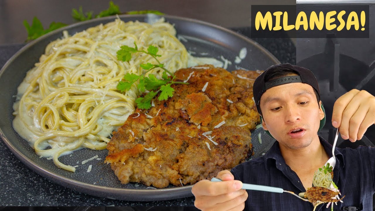 Cocina MILANESA Apanado de CARNE con Tallarines 3 Quesos | Abelca