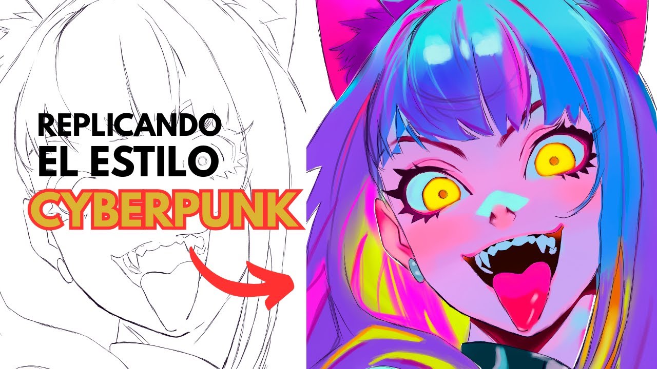 💿 Dibujando en Photoshop estilo Cyberpunk Neon | Proceso y experimentación visual