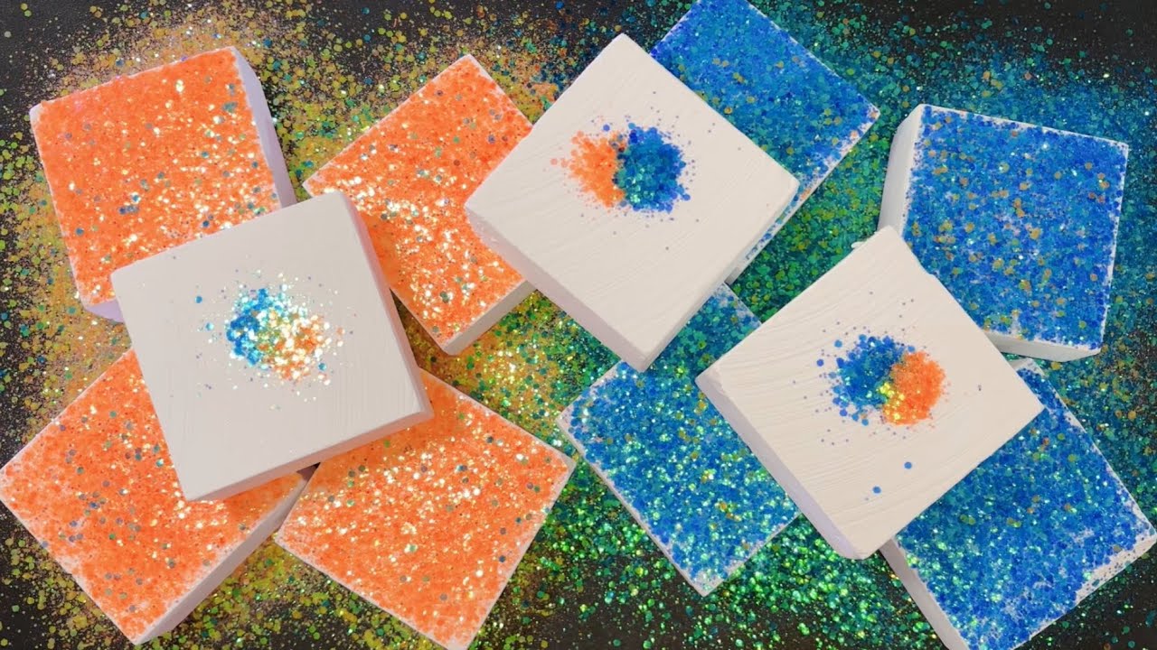 Gym Chalk ASMR | Crispy Orange&blue glitter | Crush | Sleep Aid | Oddly Satisfying |