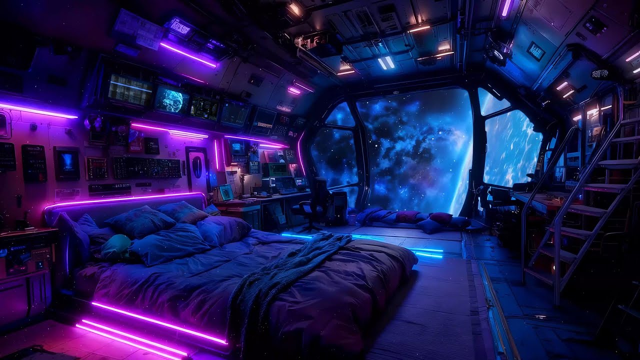 🎵 Interstellar Bedroom: Traveling at Warp Speed | Deep Spaceship with Ambient Music | 4K | 10 hrs