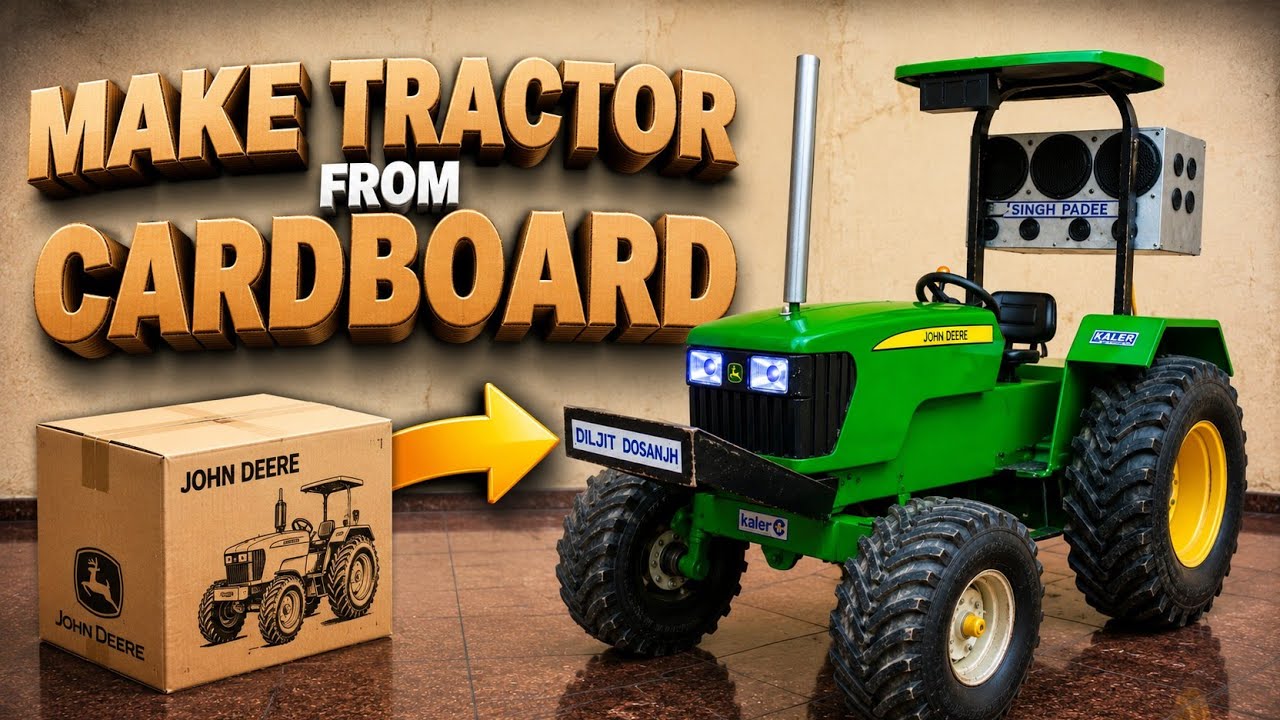 Make johndere tractor from cardboard very easy #trending 