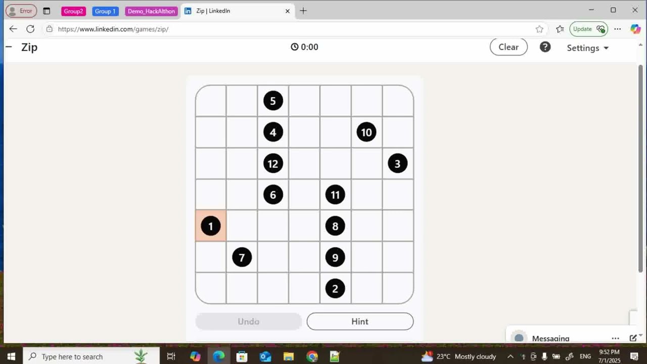 LinkedIn Games - Zip 