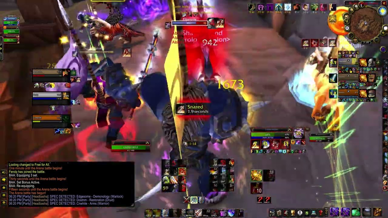 WoW TBC in 4k - 3v3 Arena - Arms Feral Disc Team Season 4 3v3 Arena Climbing the Bracket New Team