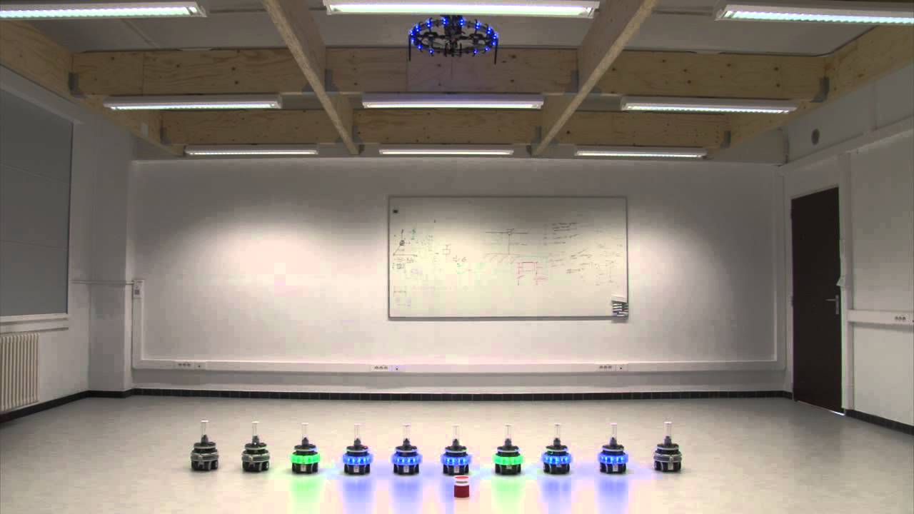 Swarm Robots Cooperate with AR Drone