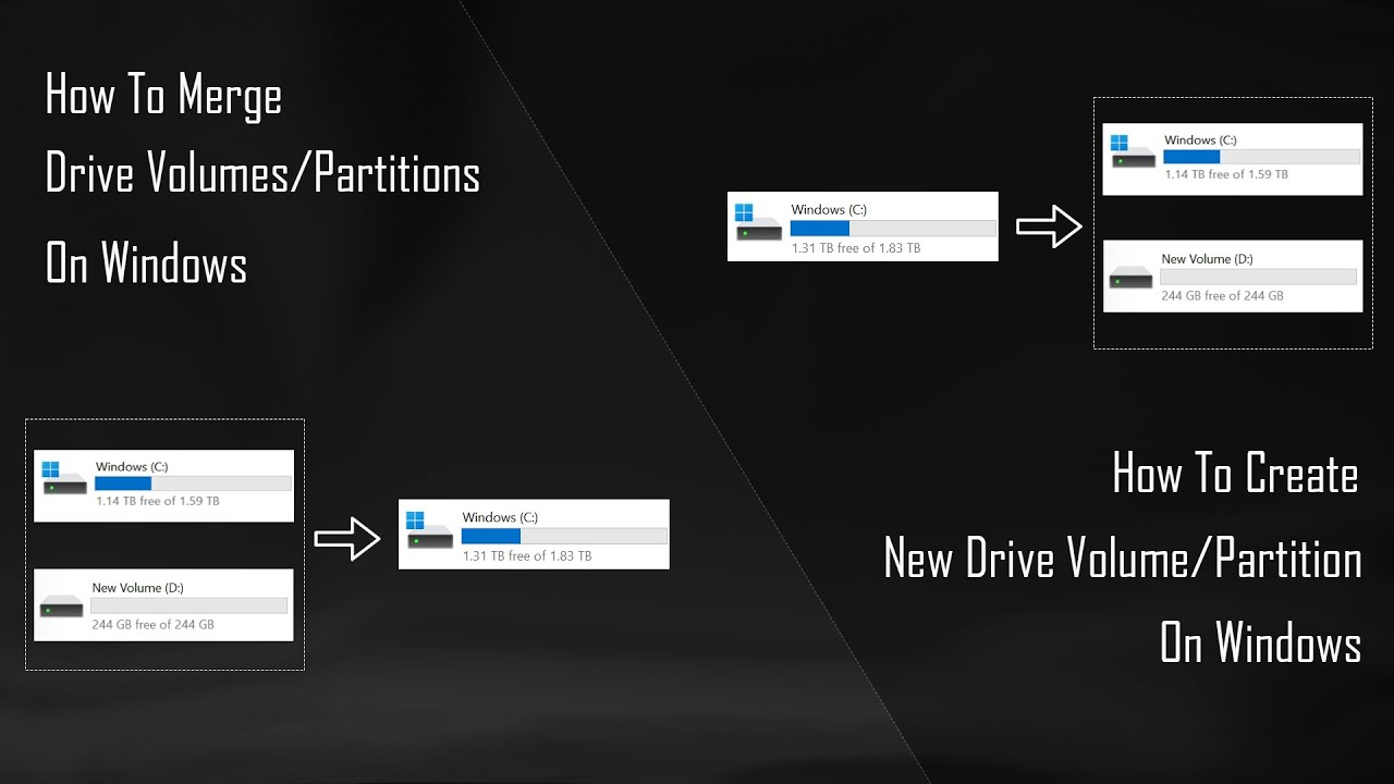 How To Merge Volume Partitions And How To Create New Volume Partition On Windows