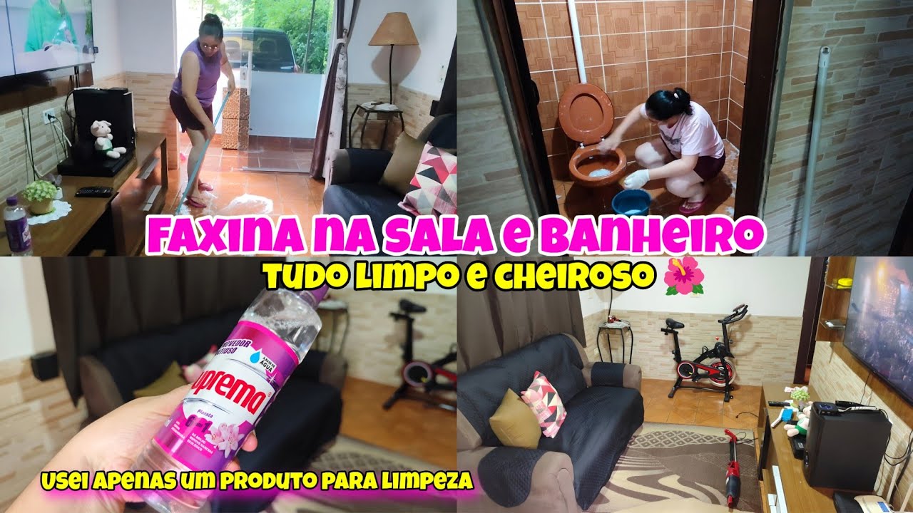 FAXINA COMPLETA NA SALA E BANHEIRO 🧼✨ | Tirei o sofá e transformei tudo!