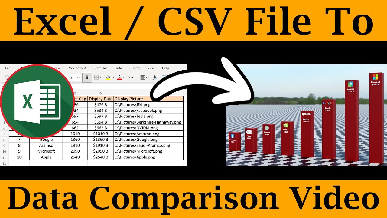 Метод 2: создание видео сравнения данных из файла Excel | Конвертация в CSV и использование скрип...