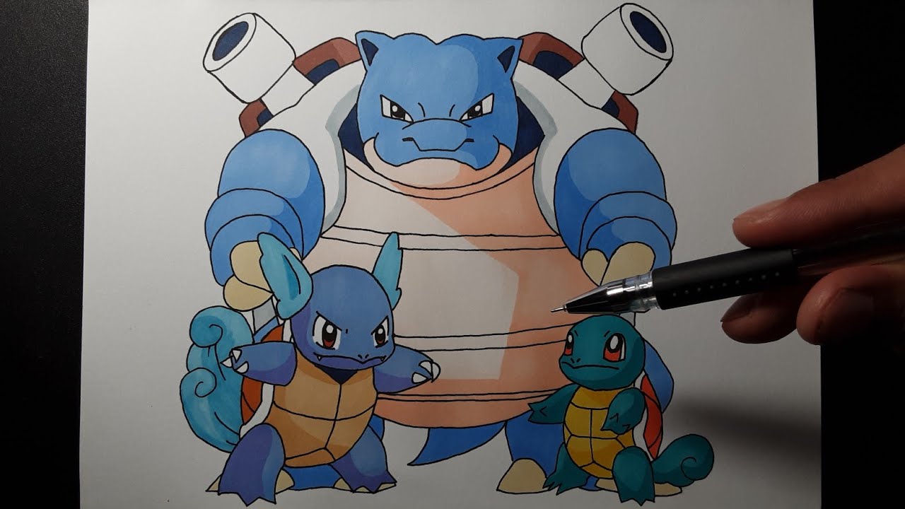 How to draw Squirtle step by step cách vẽ zenigame - Pokemon