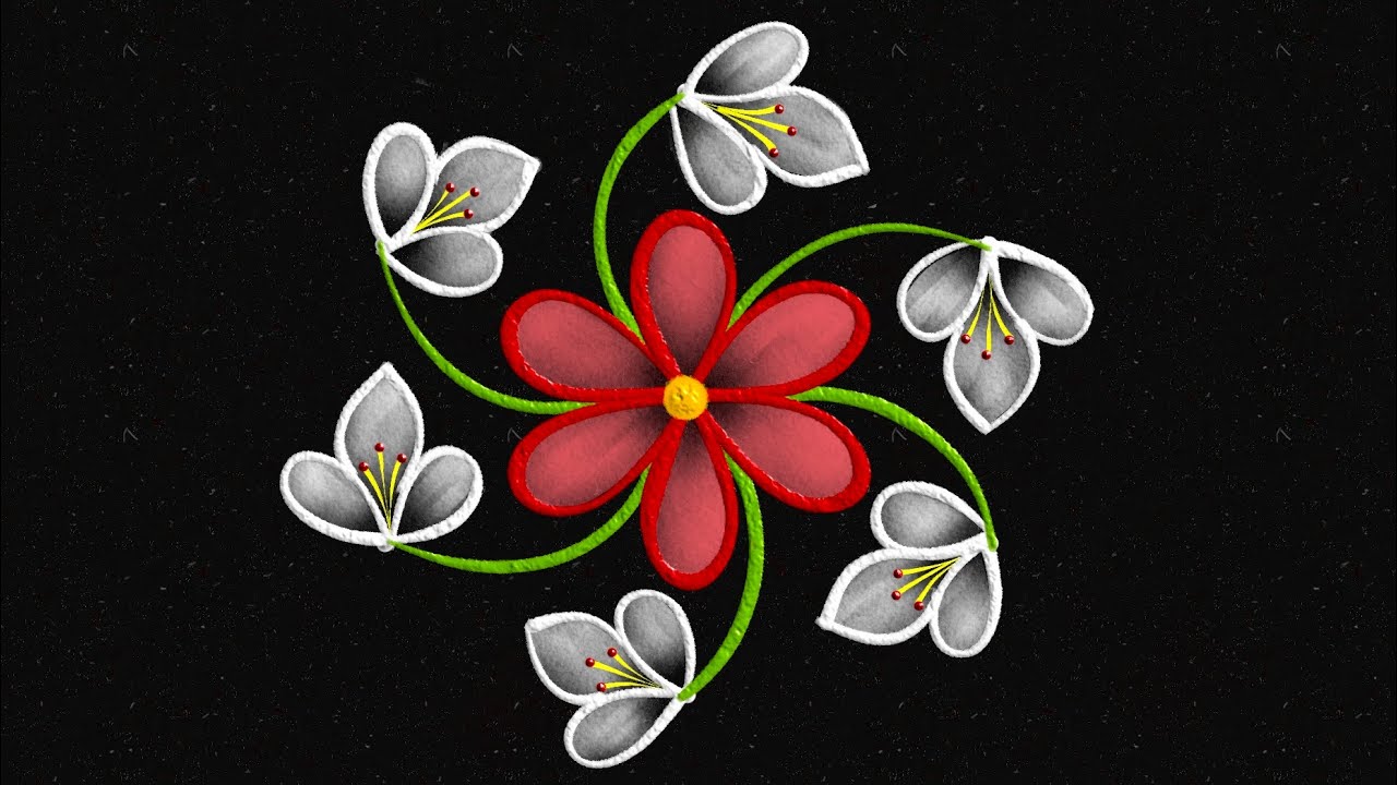 Amazing 5-1 dots Flower Rangoli🌺| Easy & Simple Margazhi kolam | Flower muggulu | colour rangoli