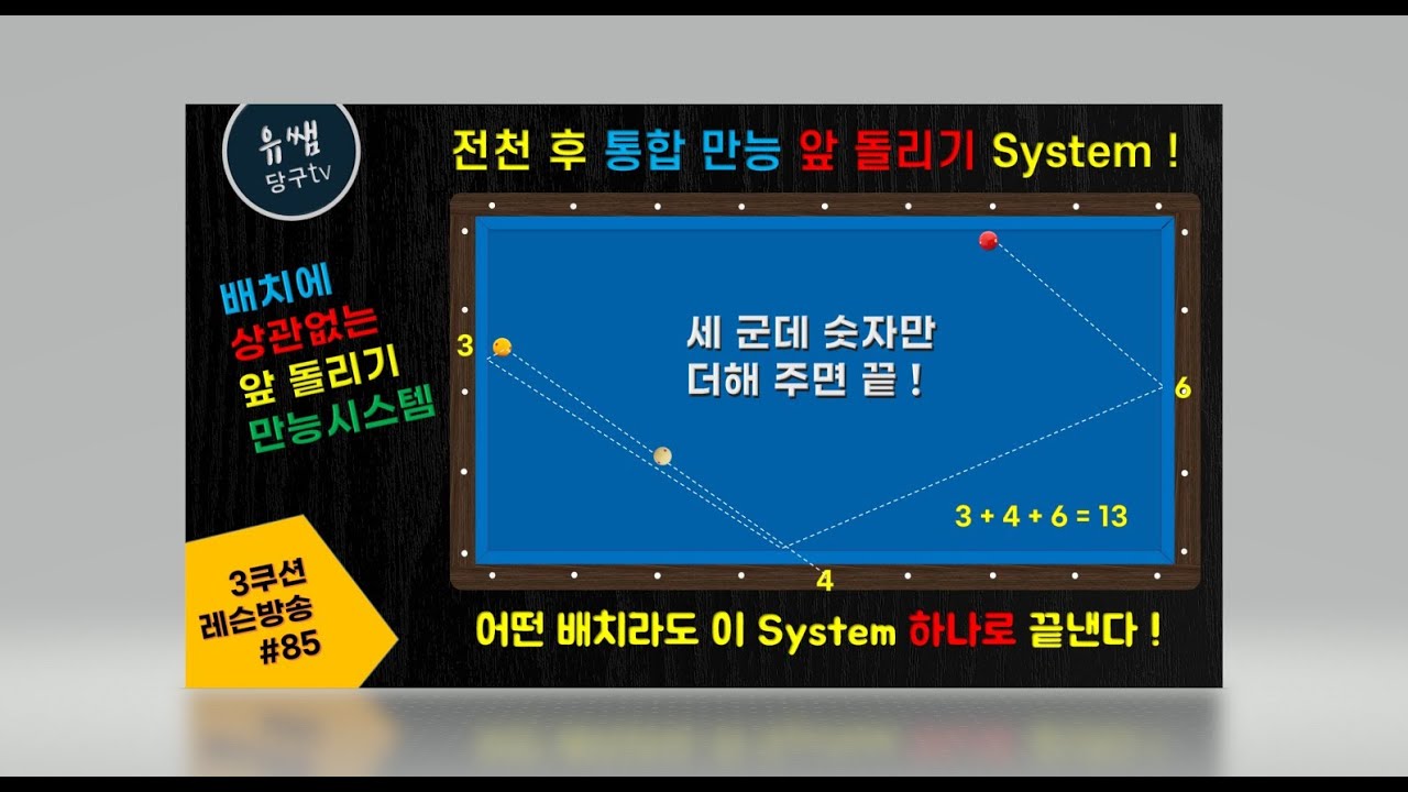 #85 배치에 상관없는 전천후 통합 만능 앞 돌리기 시스템 ! #유쌤당구