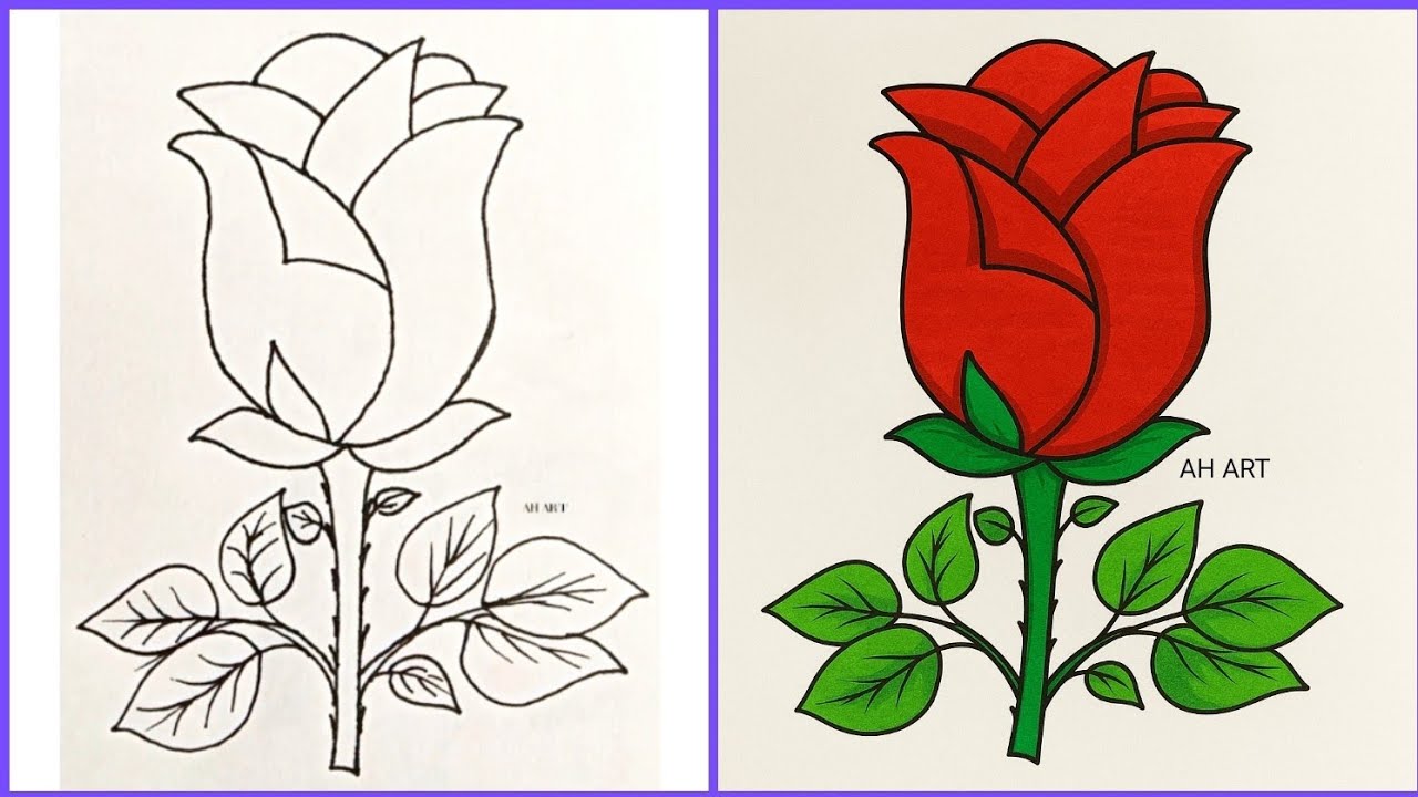 সহজে গোলাম ফুল আঁকা//How to draw rose flower 🌹🌹//Rose flower Art//Easy drawing technique.