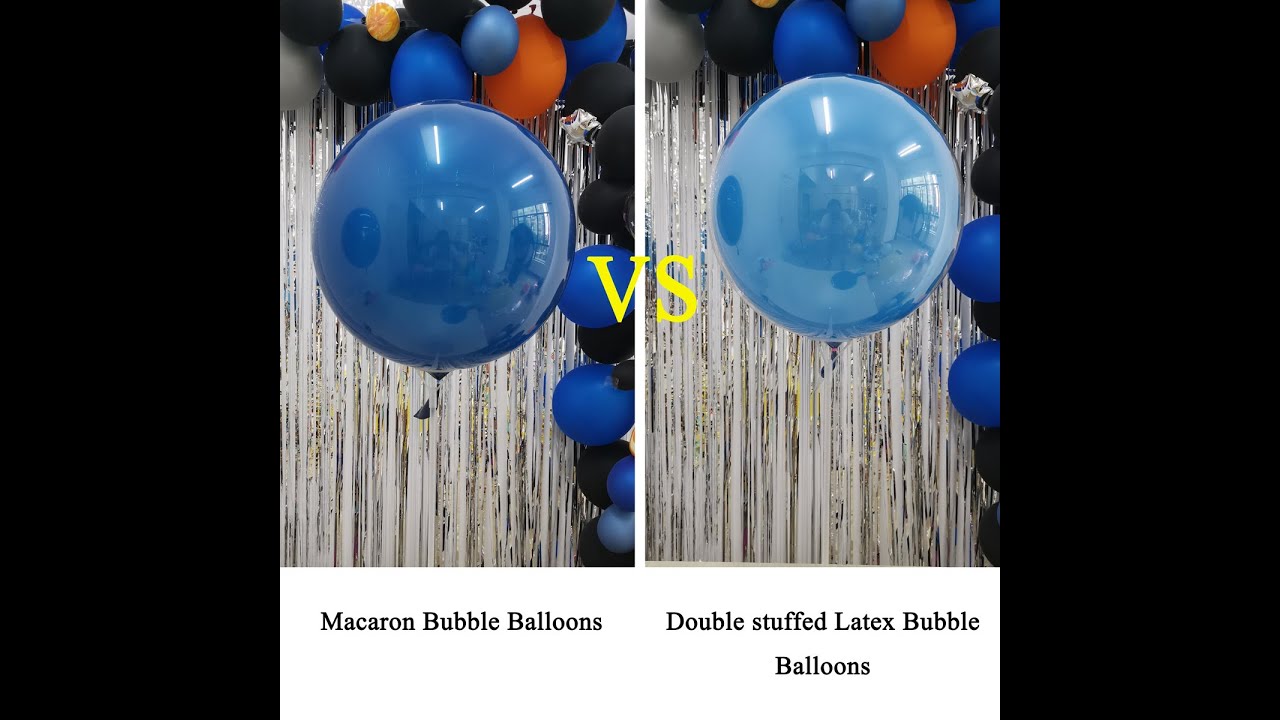 Royal Blue Macaron Bubble Balloons VS Blue Latex Double Stuffed Bubble Balloons