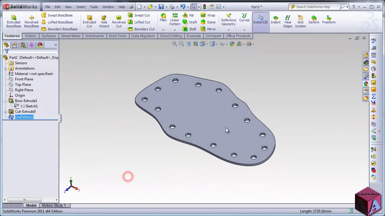 SolidWorks Essential    32  Curve Driven Pattern