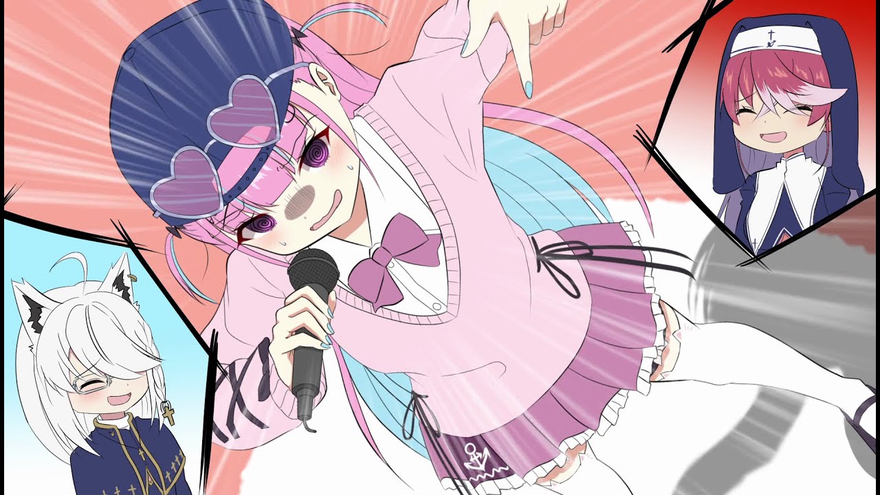 【手描き】無理に陽キャになろうとしたこじらせ高校デビューメイド【ホロライブ/湊あくあ/宝鐘マリン/白上フブキ/切り抜き漫画】