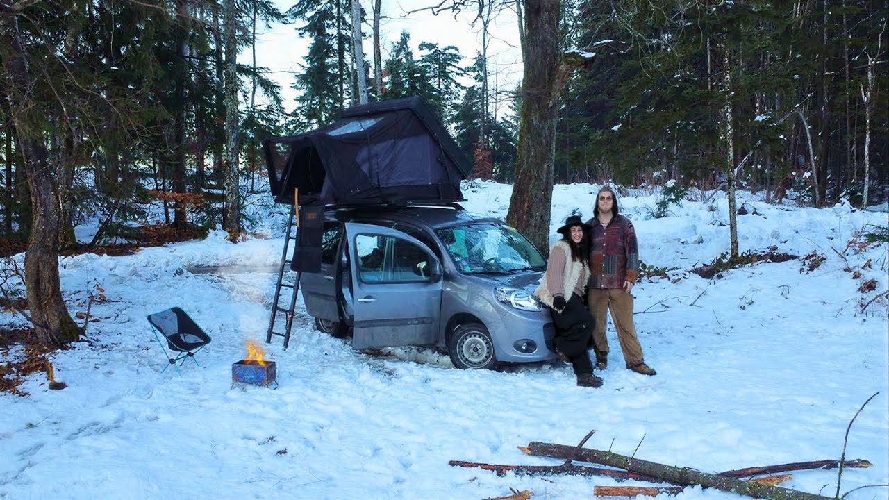 Bivouac en tente de toit en plein hiver (on se fait surprendre...)