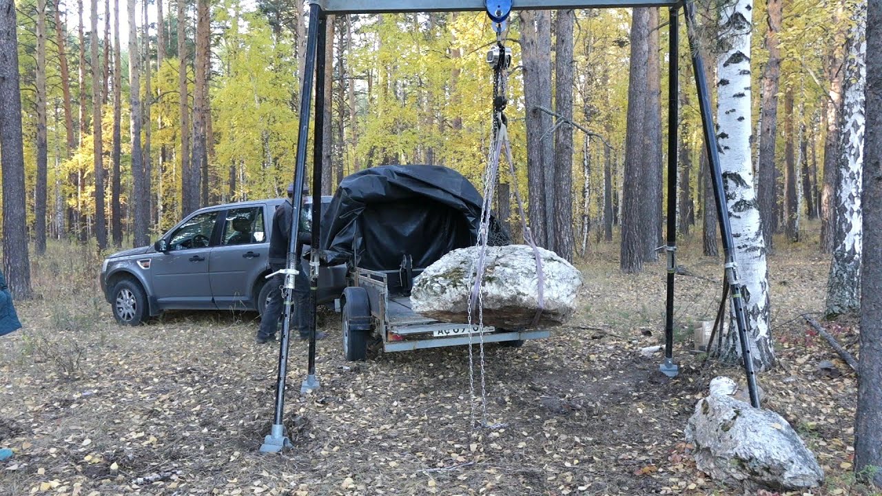 Мобильный козловой кран. В лес за валуном.