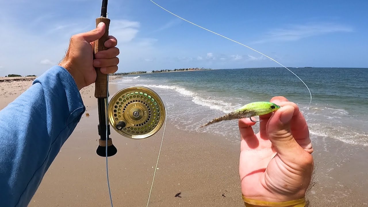 BIG Fish Eats This Little Fly From The Florida Surf - Biggest I've Ever Caught On The Fly!!!