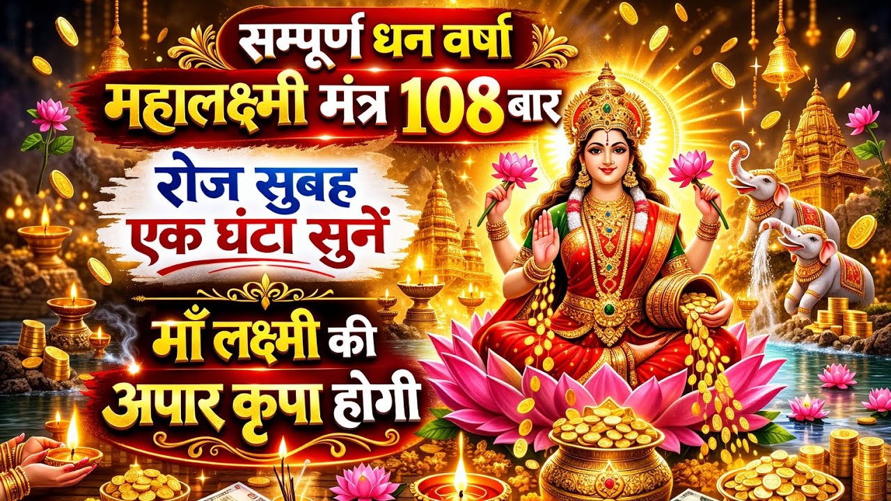 सम्पूर्ण धन वर्षा महालक्ष्मी मंत्र 108 बार | रोज सुबह एक घंटा सुनें, माँ लक्ष्मी की अपार कृपा पाएं