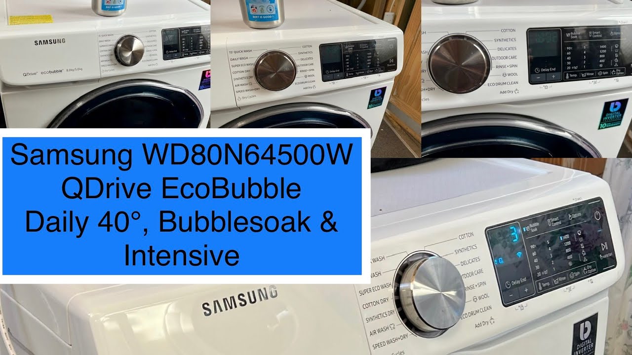 Samsung WD80N64500W, QDrive EcoBubble, Daily 40°c, Bubblesoak & Intensive @servisslimline