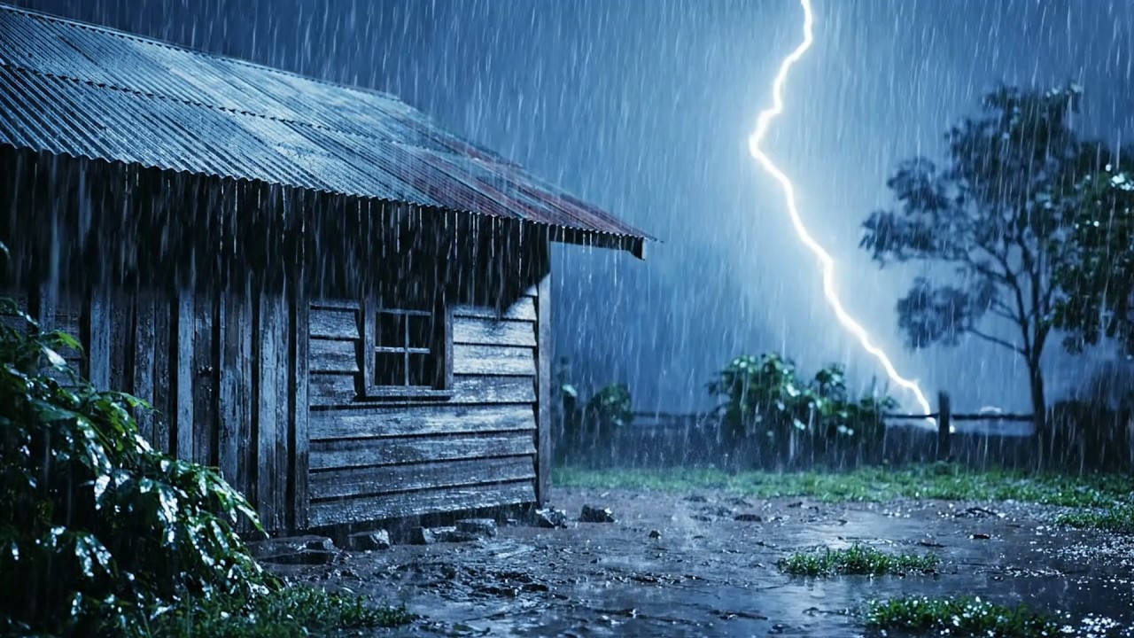 Duerme Inmediatamente en 3 Minutos con Lluvia en Techo de Lámina y Truenos | White Noise