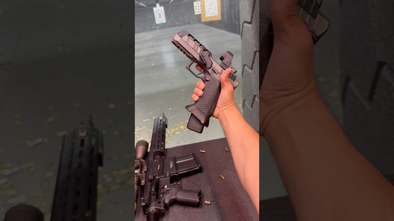 Laugo Alien pistol: zero muzzle flip, 100% future tech. Shoots like a laser.  #shots #9mm #pistol