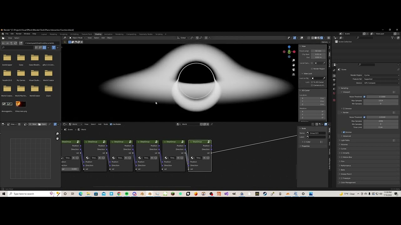 Black hole in world shader + recent project showcase
