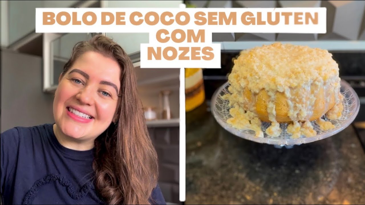 Bolo de coco SEM GLÚTEN🚫COM CALDA DE NOZES  - M A R A V I L H O S O 👌🏻