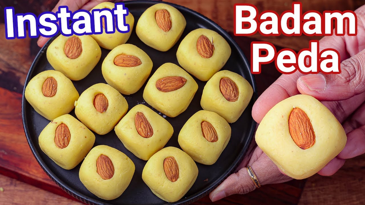 Badam Peda - Instant Almond Peda Just 15 Mins | Instant Almond Milk Powder Malai Peda