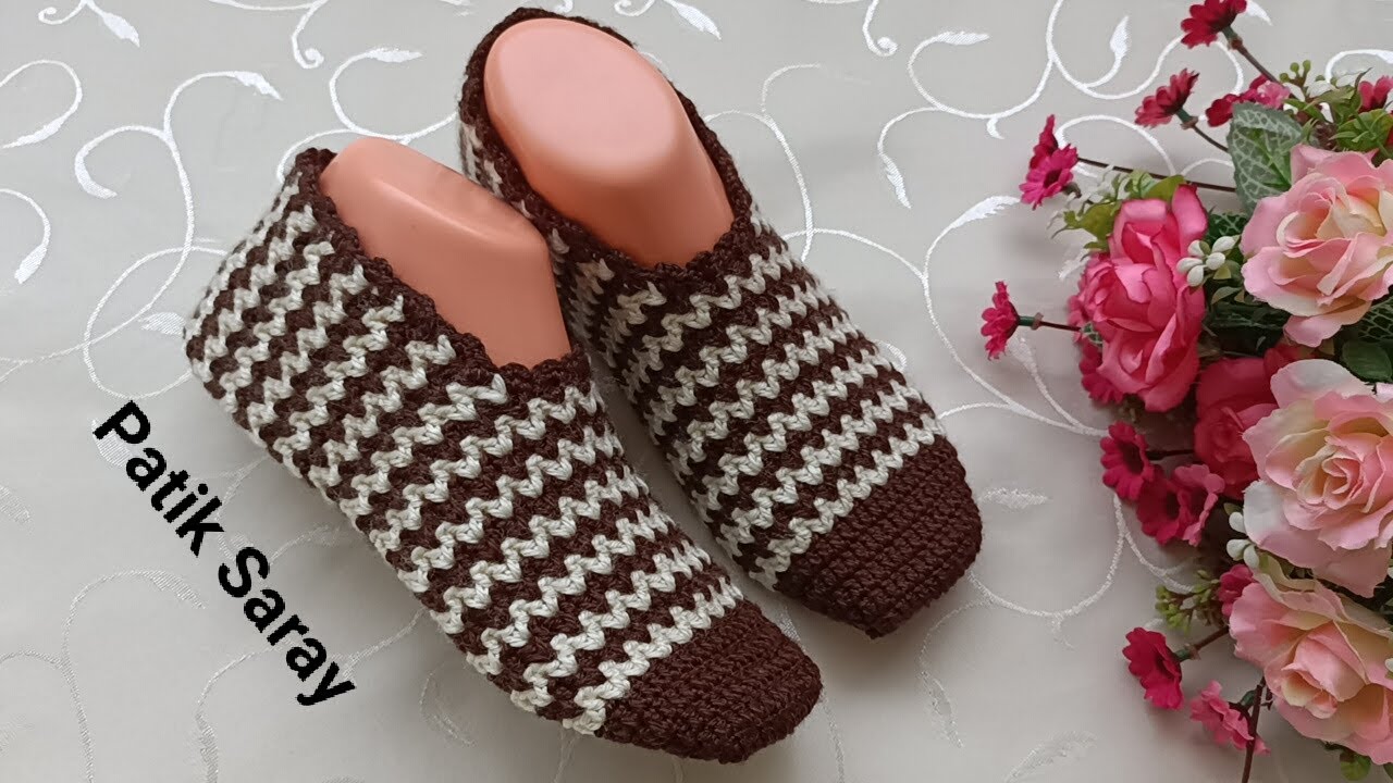 🥰KOLAY PATİK MODELİ🥰Bir günde yapabileceğiniz çok güzel tığ işi zikzak patik modeli