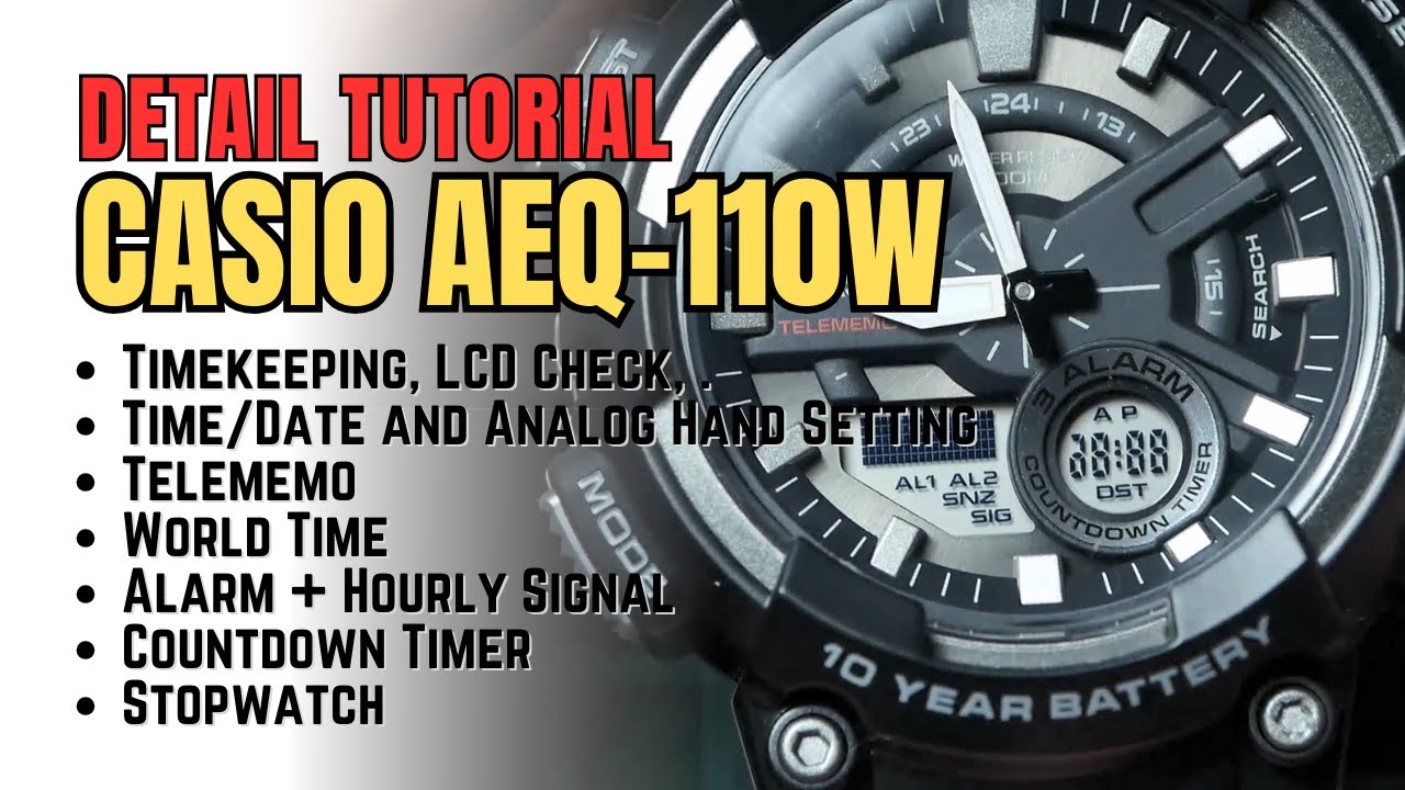 Подробное руководство по настройке Casio AEQ110: полное руководство по установке времени, даты, т...