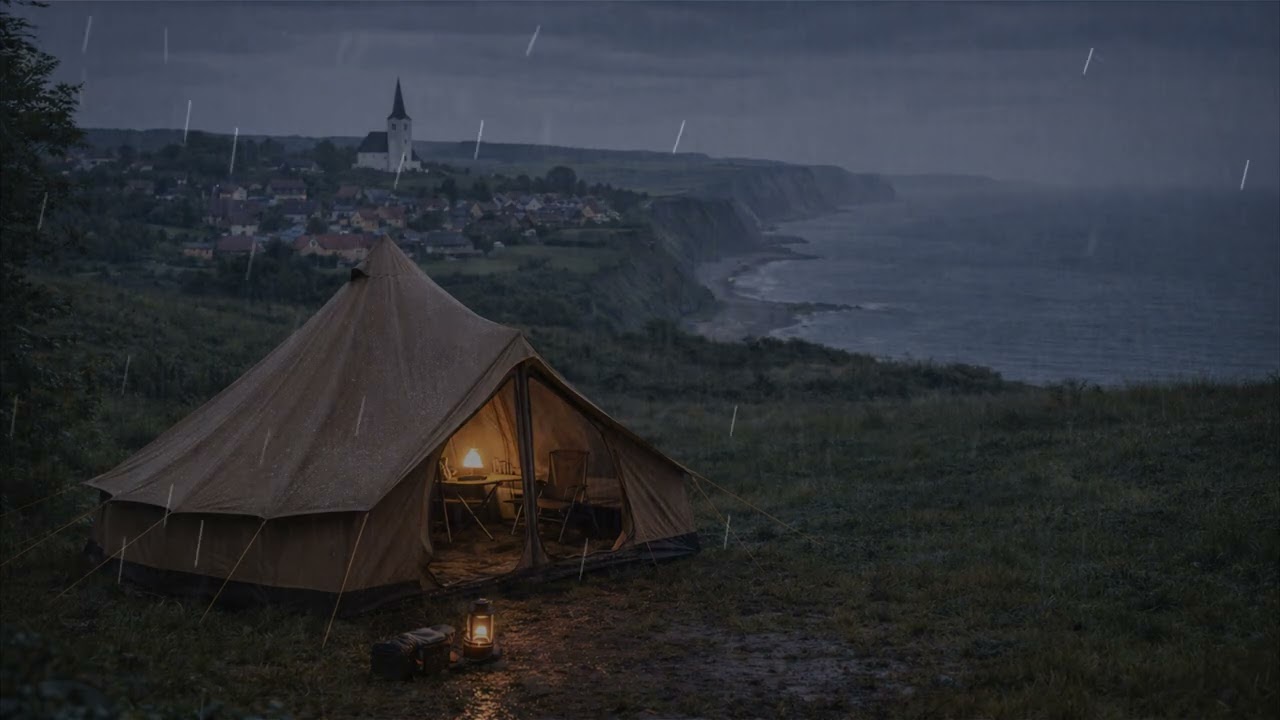 A Quiet Night in the European Vineyards | Rain, Warm Light, and a Peaceful Tent