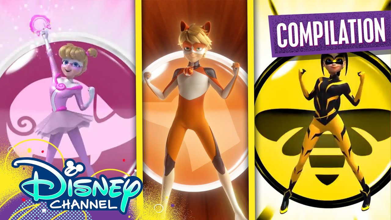 Miraculous Hero Transformations! | Miraculous Ladybug | @disneychannelanimation