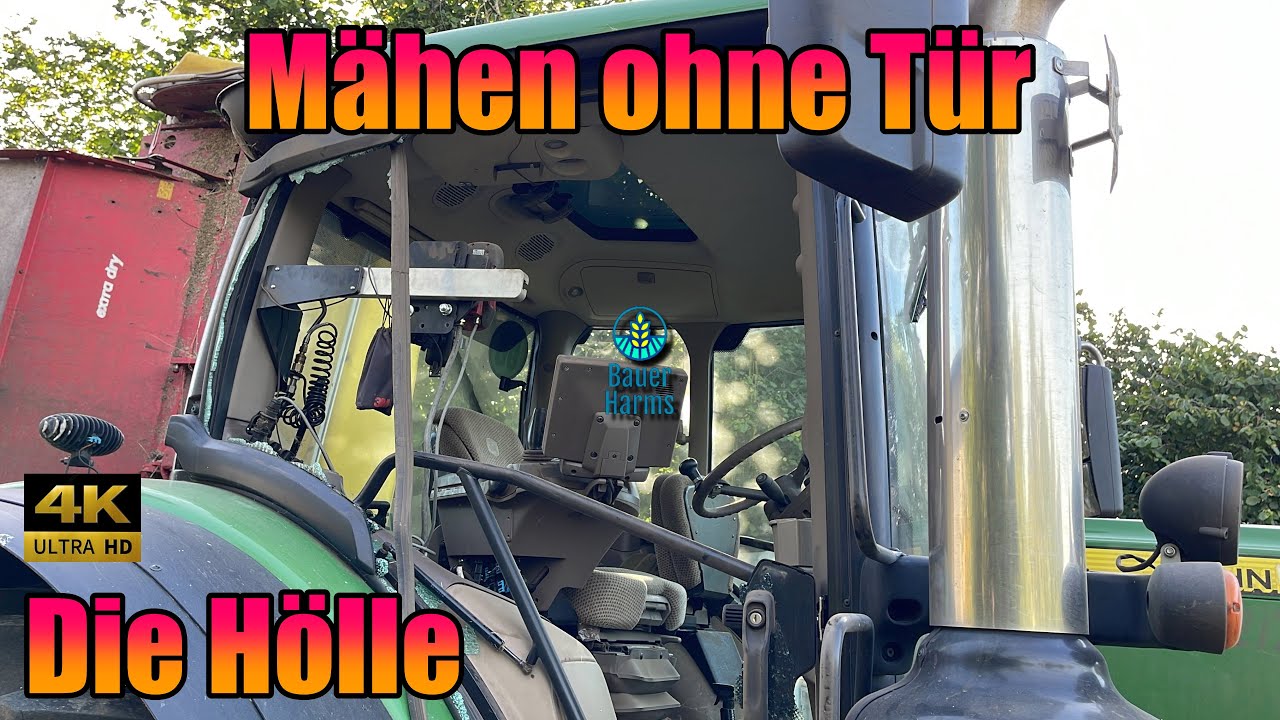 Mähen ohne Türscheibe bei vertrocknetem Gras ist die Hölle für Mensch und Maschine VLog