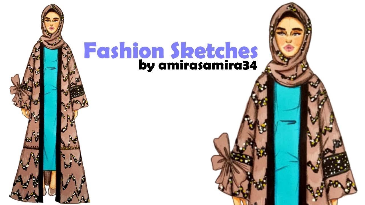 Fashion Illustration: How to Draw Abaya for beginners.