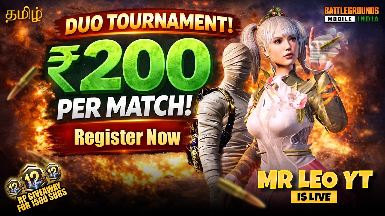 😎Duo Tournament Register Now Makkale..!!!#bgmi #mrleogaming #mrleoyt #rankpush #roommatch