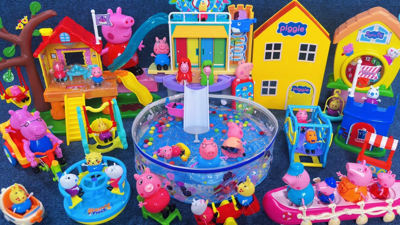 14 Minutes Satisfying with Unboxing Peppa Pig Water Park Swimming Pool Playset ASMR | Review Toys
