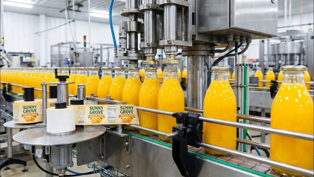 Inside a Fresh Orange Juice Factory:From Oranges to Pure Liquid Sunshine (Complete Process)